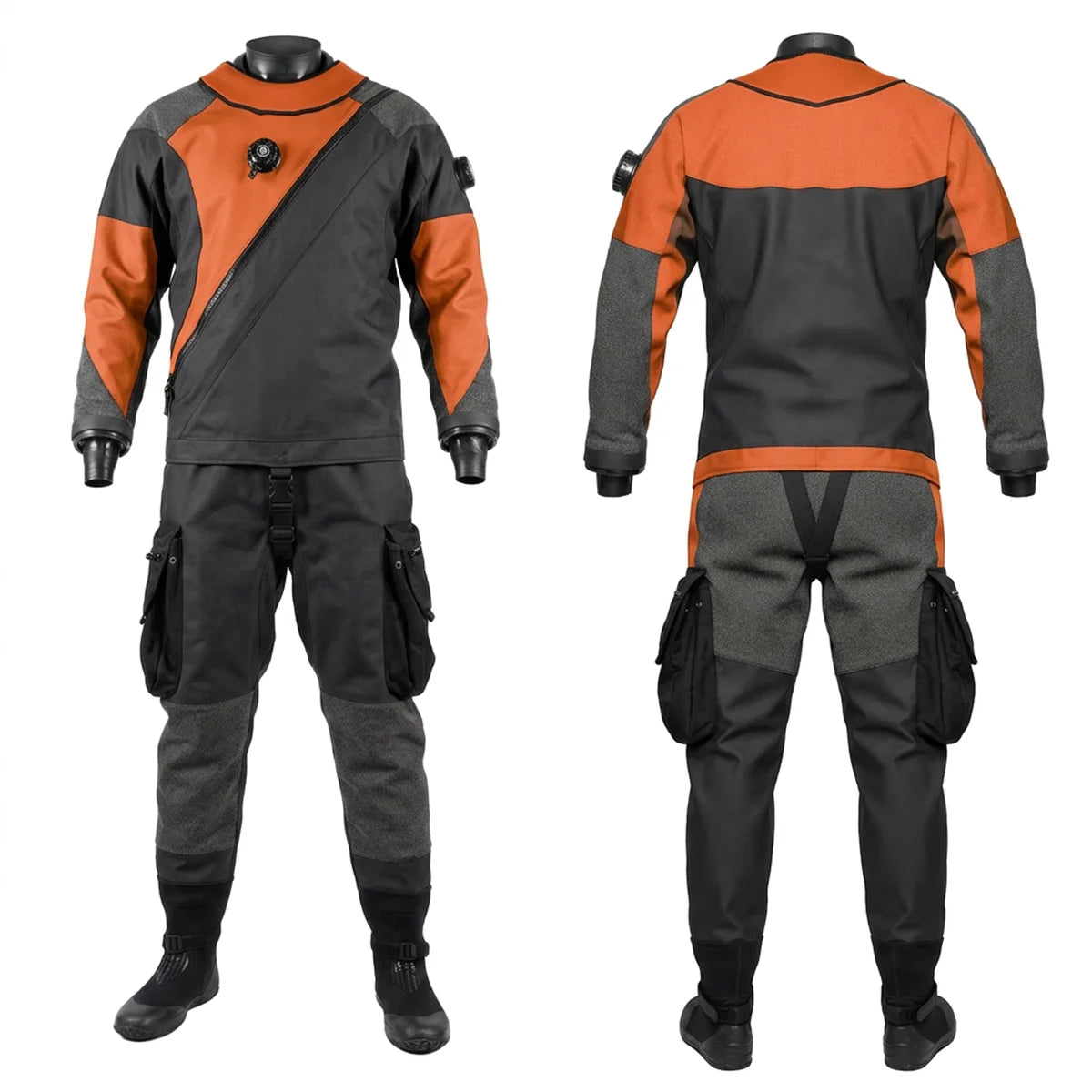 Breathable Lightweight Drysuit for Adults Unisex Extended Sizes Waterproof with Chest Zip CE Certified Front Logo