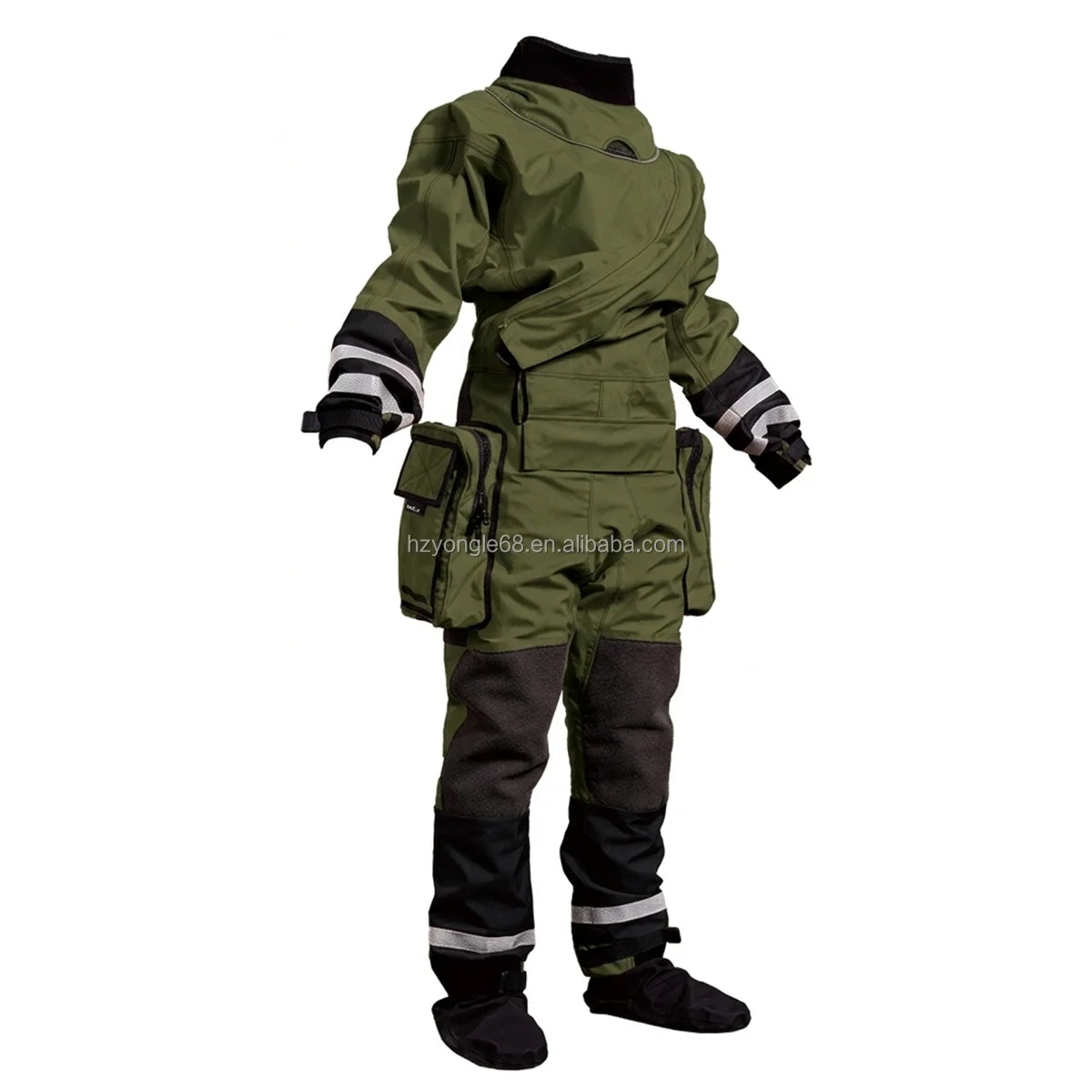 Customization Rescue Drysuit Lightweight Waterproof Trilaminate Kevlar-Knee Reinforced SI-TECH Seals Front Logo Full