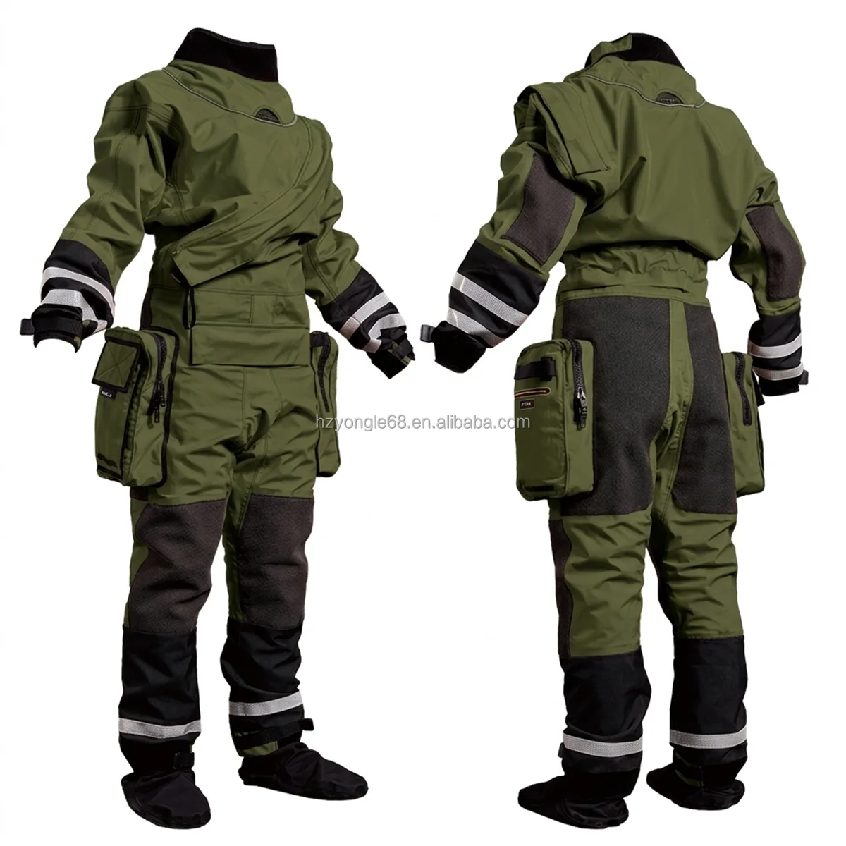 Customization Rescue Drysuit Lightweight Waterproof Trilaminate Kevlar-Knee Reinforced SI-TECH Seals Front Logo Full