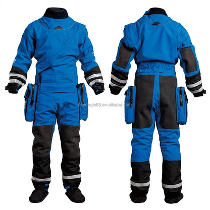 Rescue Drysuit Chest Zip Trilaminate Full Sleeve Waterproof Lightweight with Ergonomic Fit Kevlar Knees & SI-TECH Seals