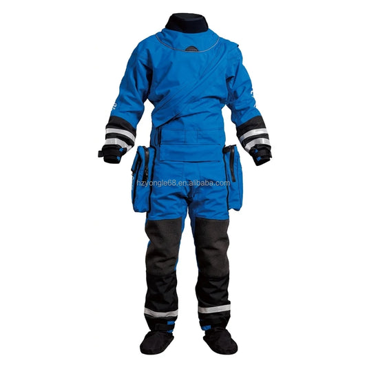 Rescue Drysuit Chest Zip Trilaminate Full Sleeve Waterproof Lightweight with Ergonomic Fit Kevlar Knees & SI-TECH Seals