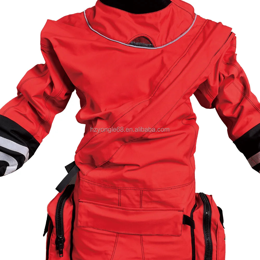 Waterproof Lightweight Durable Ergonomic Chest Zip SI TECH Seals Kevlar Reinforced Knees Rescue Drysuit Front 3-layer