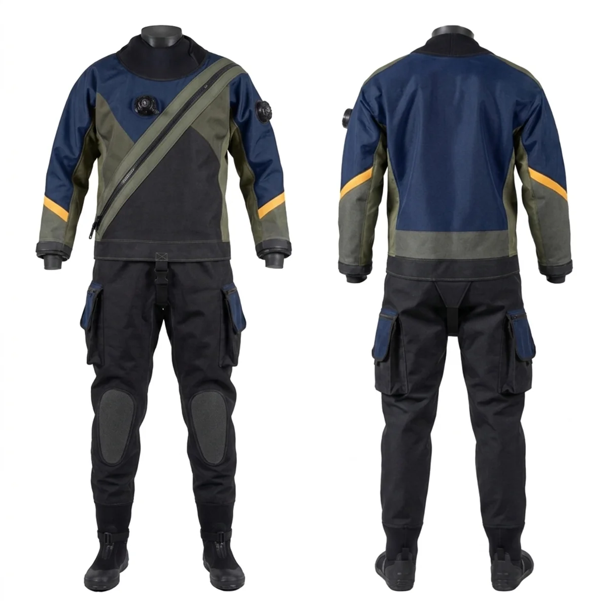 Unisex Technical Diving Drysuit Waterproof Breathable, Plus Size Available, Trilaminate Fabric Diving Drysuit