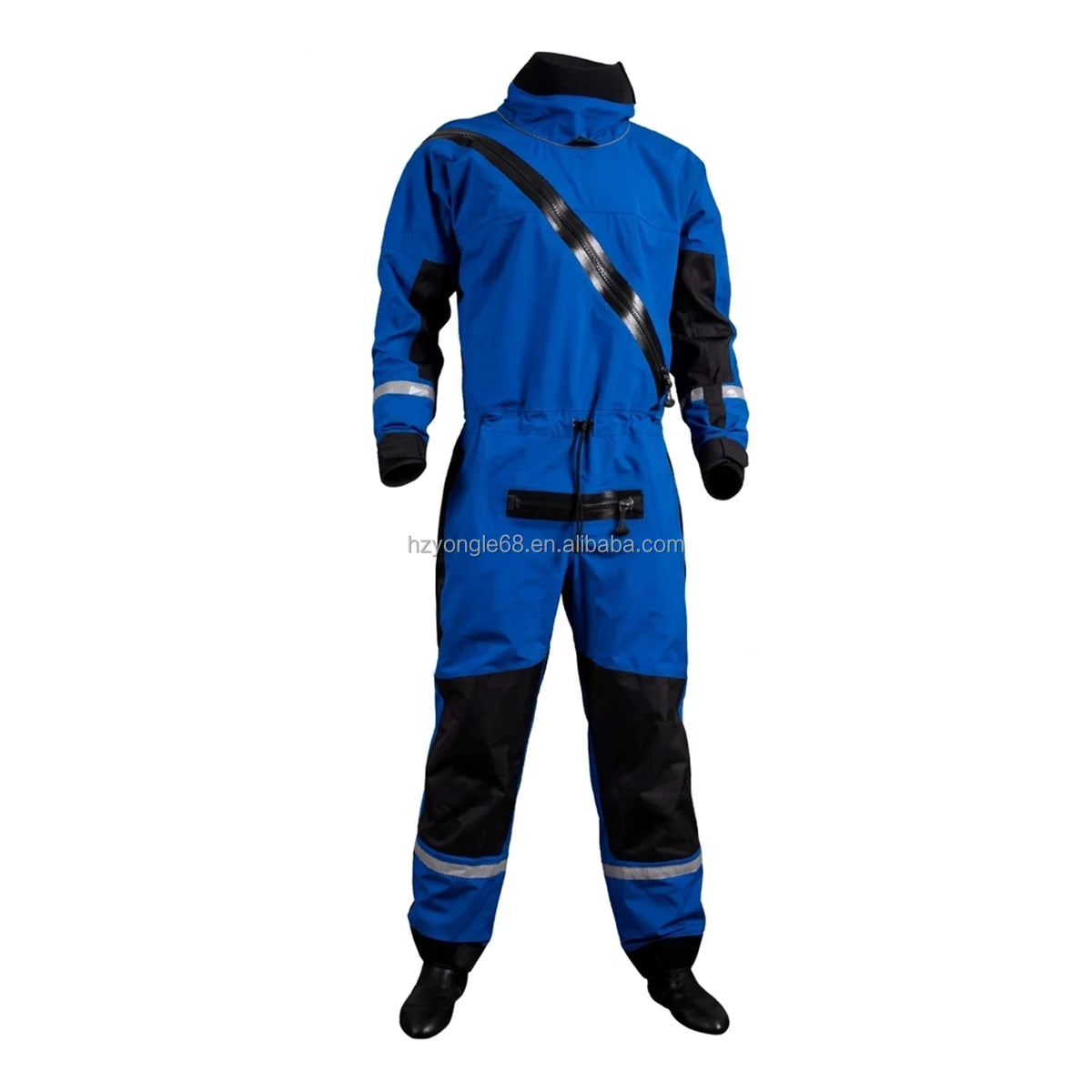Pro Rescue Breathable Trilaminate Drysuit Front Logo Lightweight Waterproof Kevlar-Knee Reinforced SI-TECH Seals Chest Zip