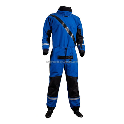 Pro Rescue Breathable Trilaminate Drysuit Front Logo Lightweight Waterproof Kevlar-Knee Reinforced SI-TECH Seals Chest Zip