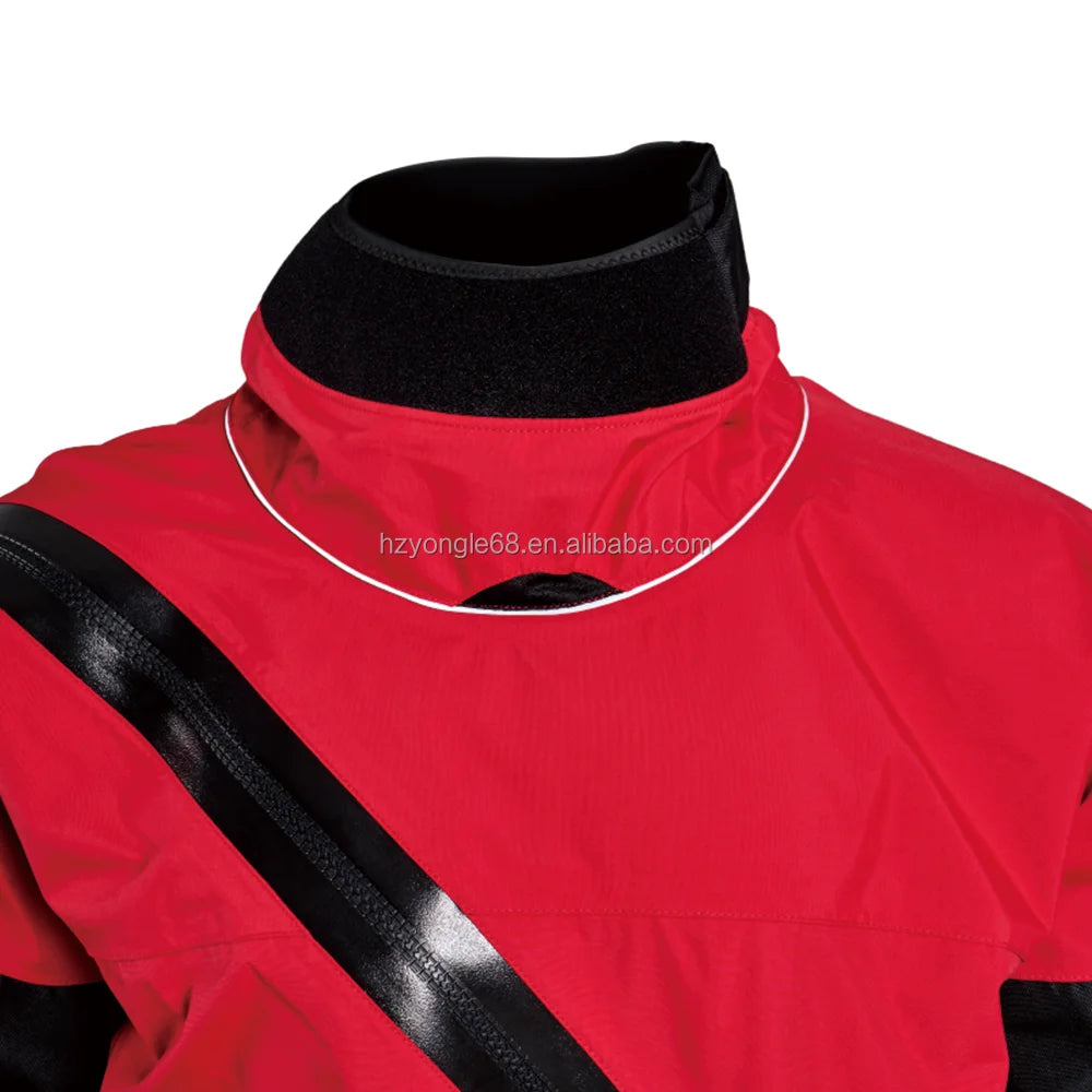 Pro Rescue Breathable Trilaminate Drysuit Front Logo Lightweight Waterproof Kevlar-Knee Reinforced SI-TECH Seals Chest Zip