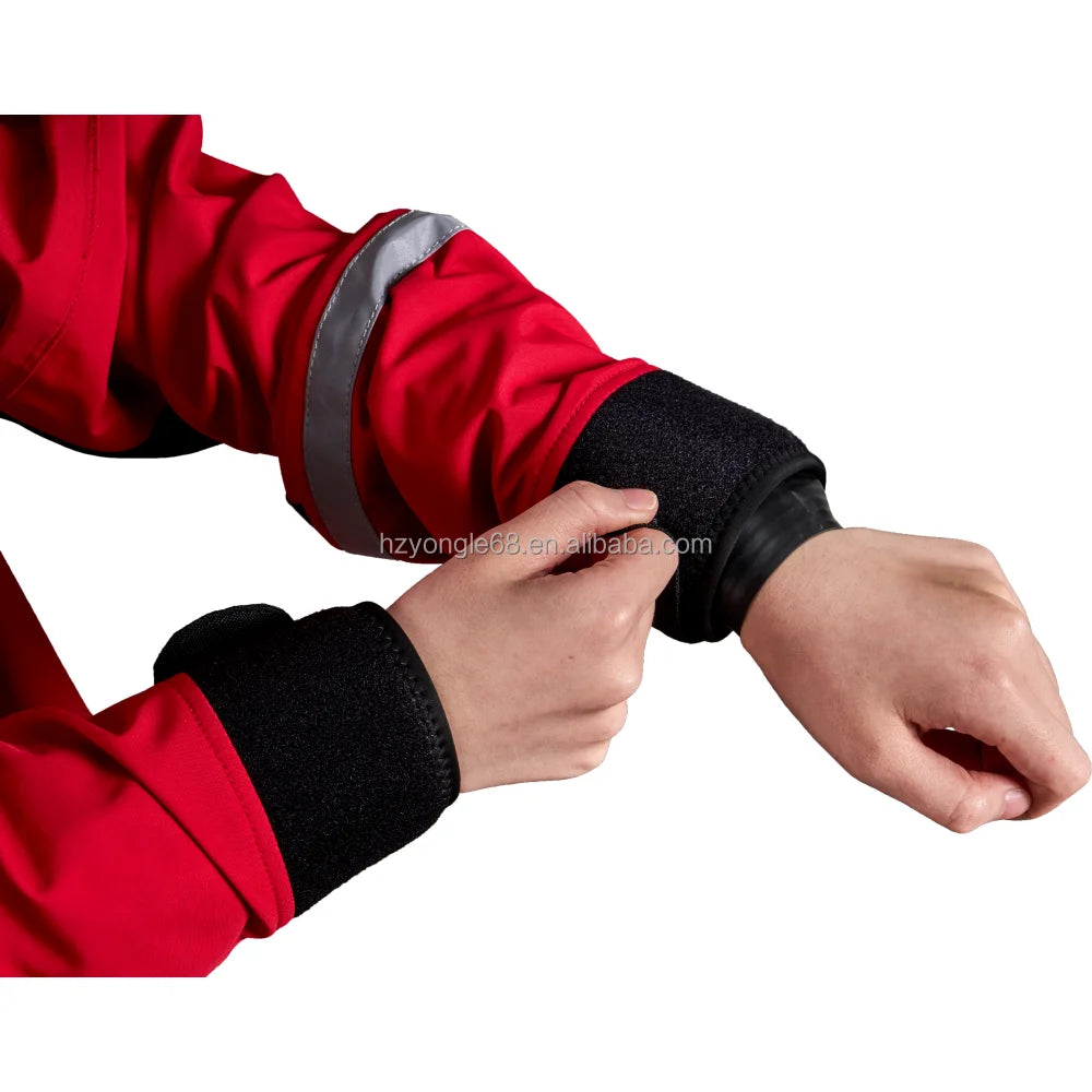 Pro Rescue Breathable Trilaminate Drysuit Front Logo Lightweight Waterproof Kevlar-Knee Reinforced SI-TECH Seals Chest Zip