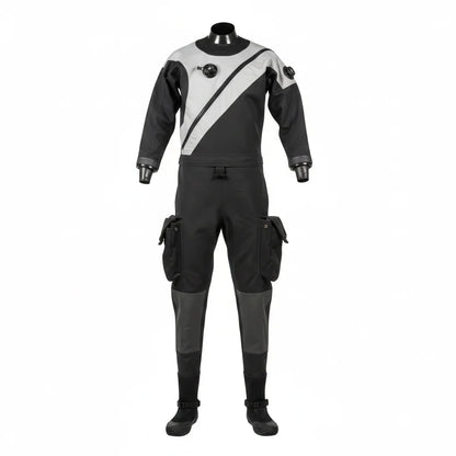Professional Custom Waterproof Lightweight Butyl Rubber Reinforced Fabric Drysuits Chest Zip Front for Adult Diving Watersports