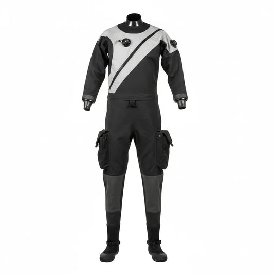 Professional Custom Waterproof Lightweight Butyl Rubber Reinforced Fabric Drysuits Chest Zip Front for Adult Diving Watersports