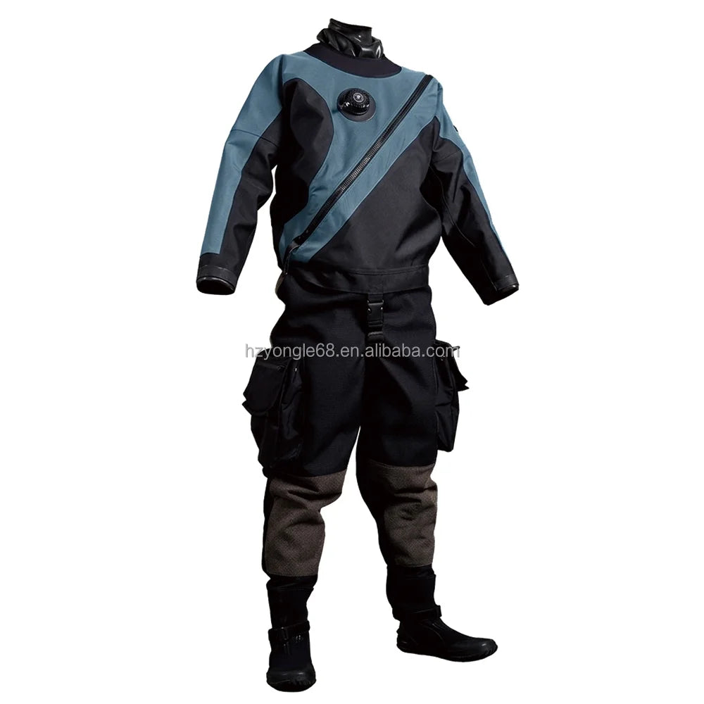 Professional Drysuit Custom Butyl Rubber Reinforced Fabric Drysuits Chest Zip Front for Diving Watersports Drysuit
