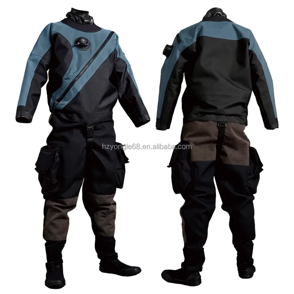 Professional Drysuit Custom Butyl Rubber Reinforced Fabric Drysuits Chest Zip Front for Diving Watersports Drysuit