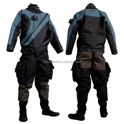 Professional Drysuit Custom Butyl Rubber Reinforced Fabric Drysuits Chest Zip Front for Diving Watersports Drysuit