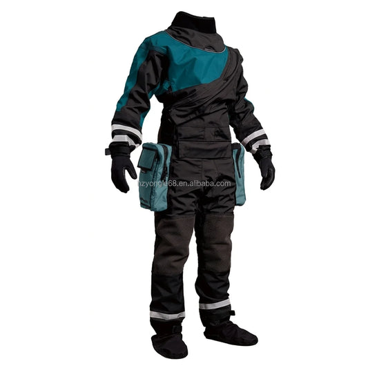 Waterproof Rescue Drysuit for Professional Use Available Kevlar-Reinforced Knees Front Chest Zip SI-TECH Seals