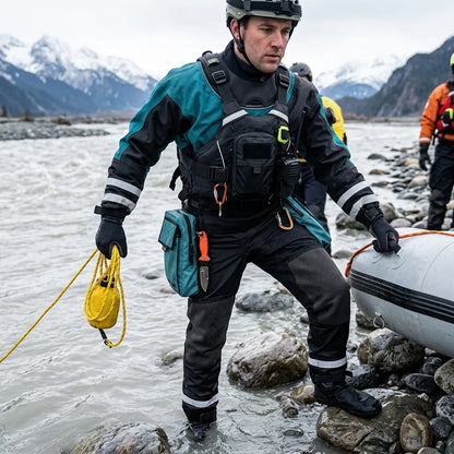 Waterproof Rescue Drysuit for Professional Use Available Kevlar-Reinforced Knees Front Chest Zip SI-TECH Seals