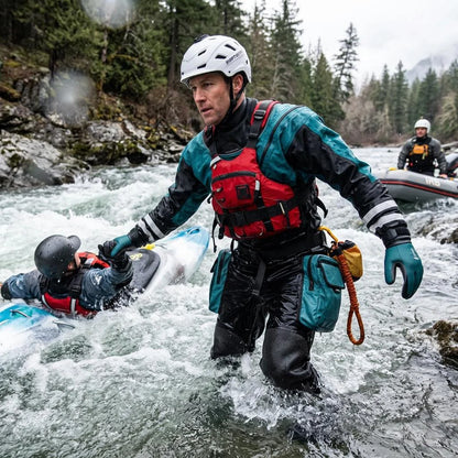 Waterproof Rescue Drysuit for Professional Use Available Kevlar-Reinforced Knees Front Chest Zip SI-TECH Seals