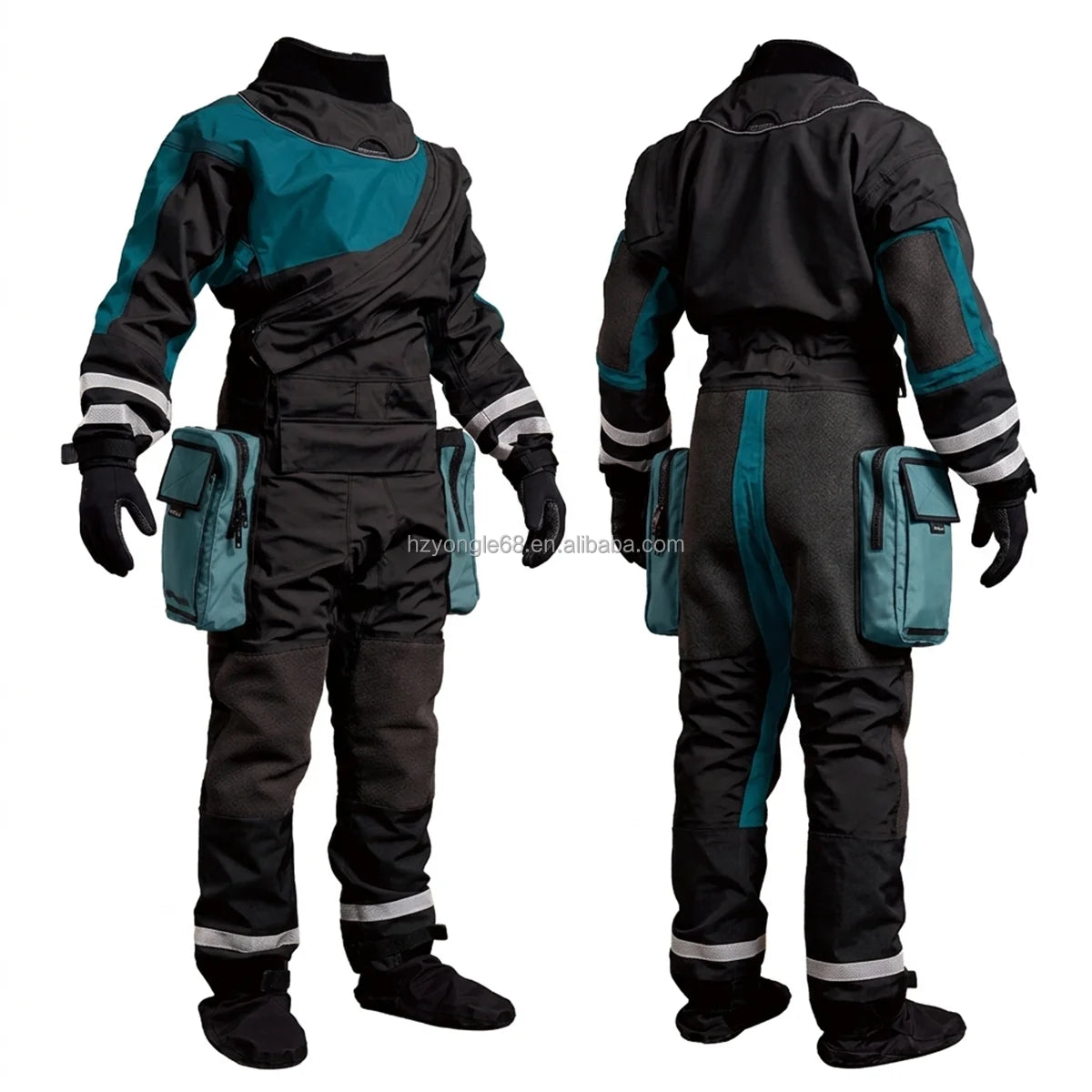 Waterproof Rescue Drysuit for Professional Use Available Kevlar-Reinforced Knees Front Chest Zip SI-TECH Seals