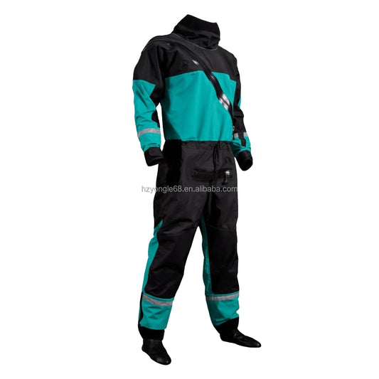 Pro Drysuit for Rescue / Waterproof Lightweight Kevlar Knees SI-TECH Seals Front Logo Chest Zip