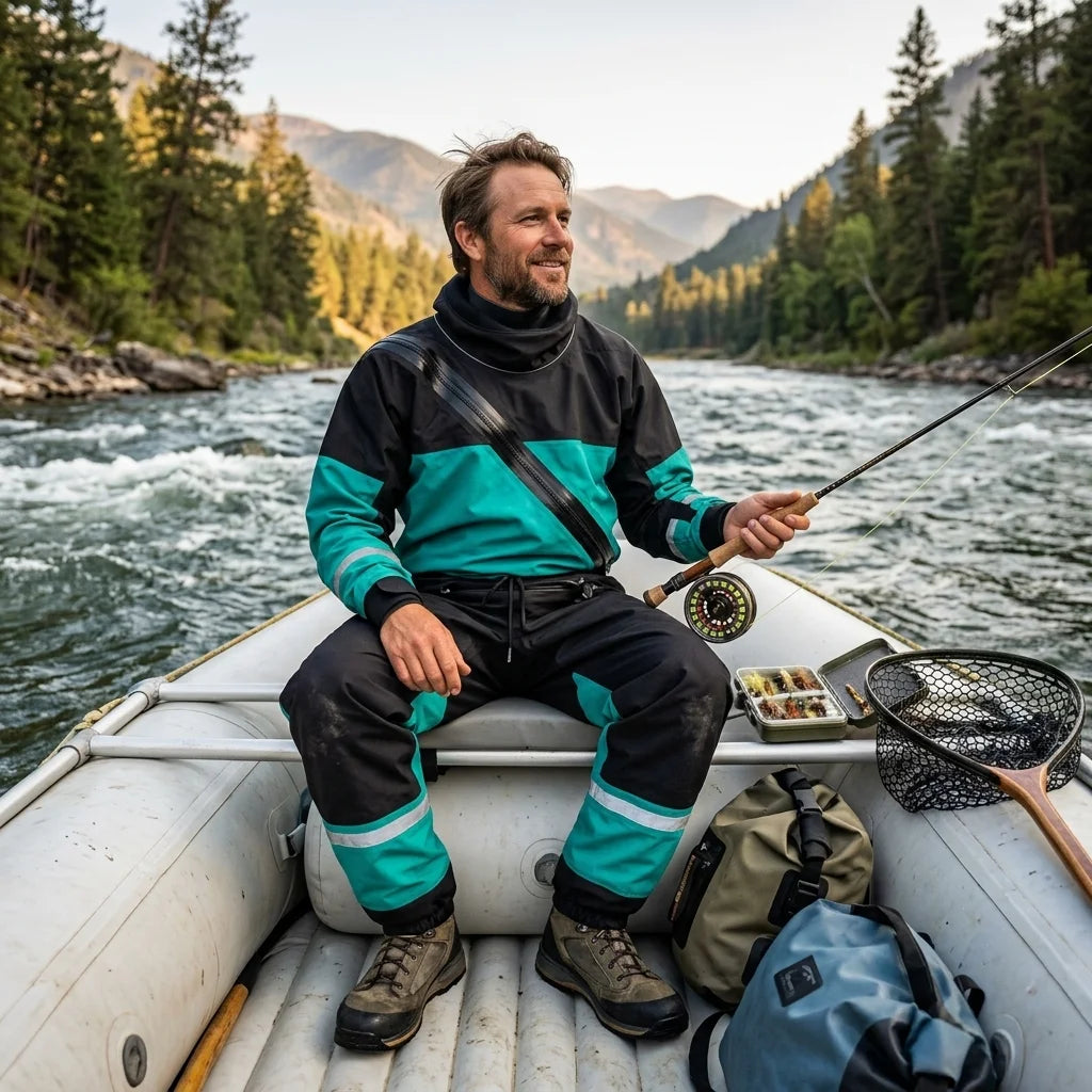 Pro Drysuit for Rescue / Waterproof Lightweight Kevlar Knees SI-TECH Seals Front Logo Chest Zip