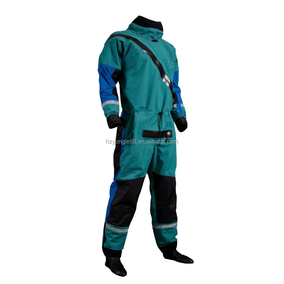 Pro Waterproof Drysuit for Rescue / Lightweight Kevlar Knees SI-TECH Seals Front Logo Chest Zip