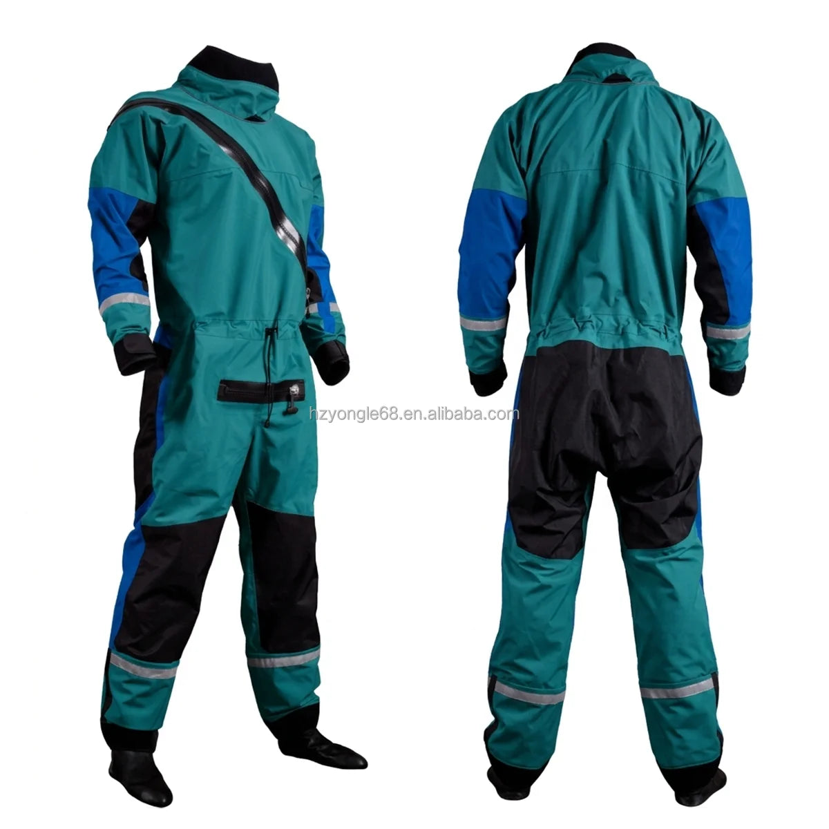 Pro Waterproof Drysuit for Rescue / Lightweight Kevlar Knees SI-TECH Seals Front Logo Chest Zip