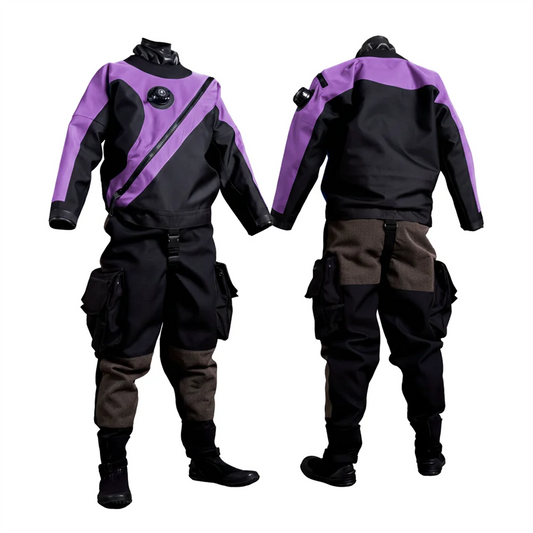 Women's Pro Dry Dive Suit Butyl Rubber Fabric-Reinforced 100% Waterproof Certified Adjustable Seal System Front Seamless Fusing Drysuit