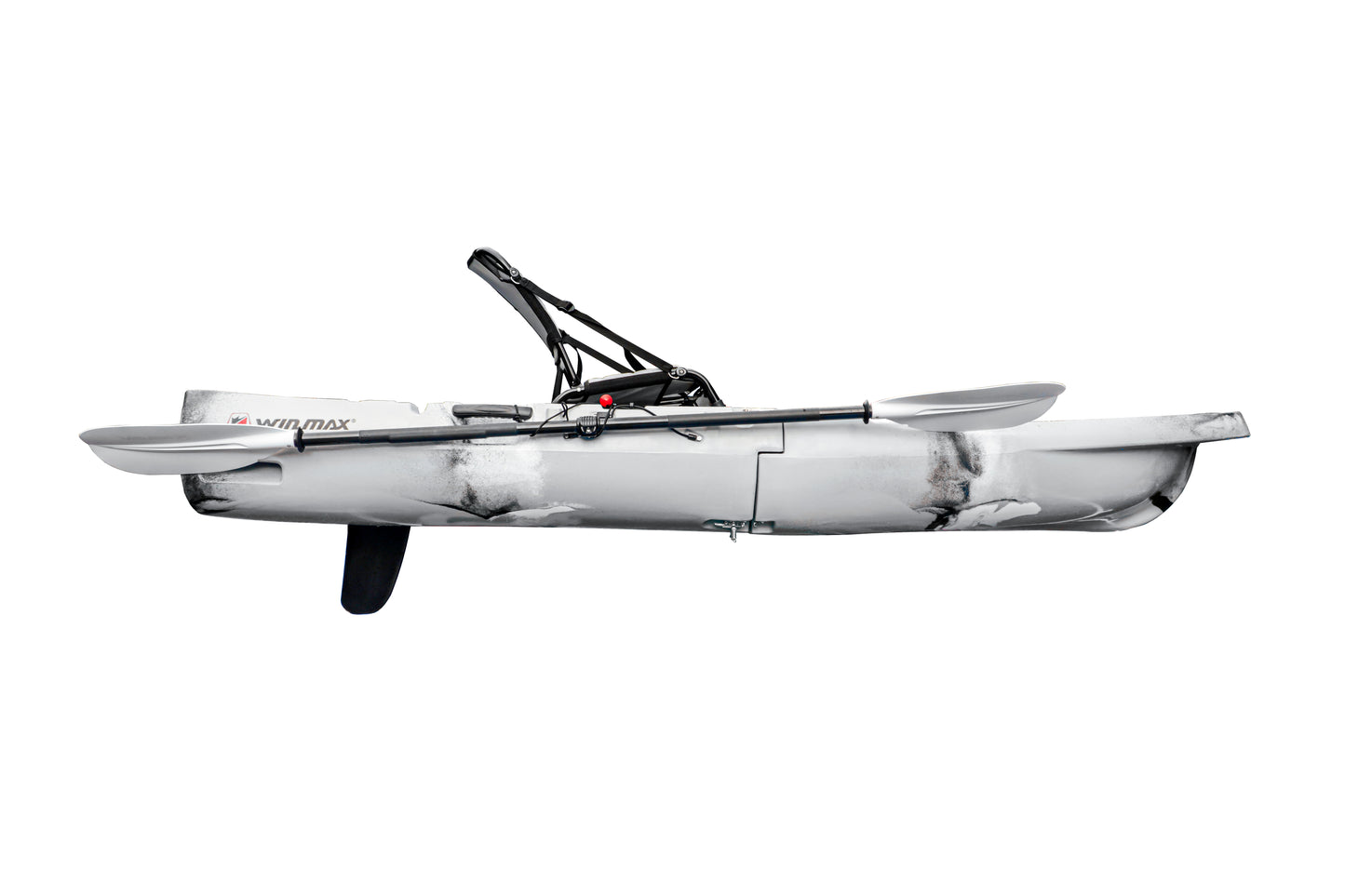 WIN.MAX "9' Modular Kayak" - Portable smoke gray kayak for fishing and leisure, including paddles and seat