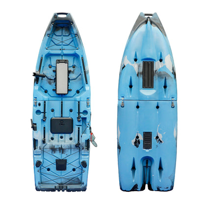 WIN.MAX "9' Modular Kayak" - Portable blue-gray kayak for fishing and leisure, including paddles and seat