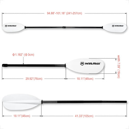 WIN.MAX Adults Adjustable White Fishing Kayak Paddle