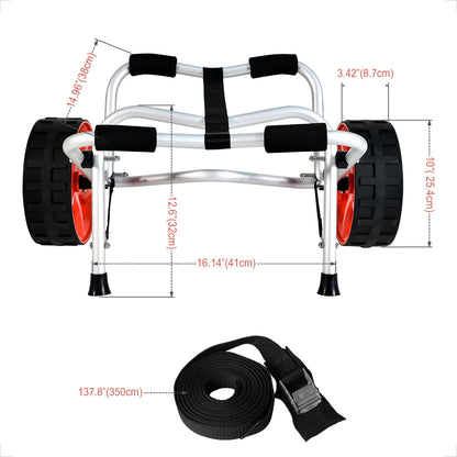 WIN.MAX Aluminum Foldable Kayak Transport Trolley Cart