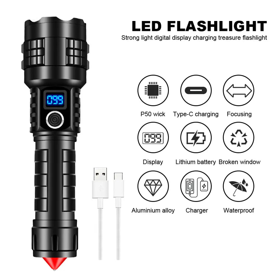 Multifunction Rechargeable LED Flashlight