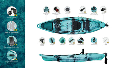 WIN.MAX Walrus Single Fishing Kayak with 1 Combi Paddle