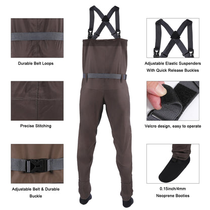 Breathable Stocking Foot Waterproof  Fishing Wader for Men and Women