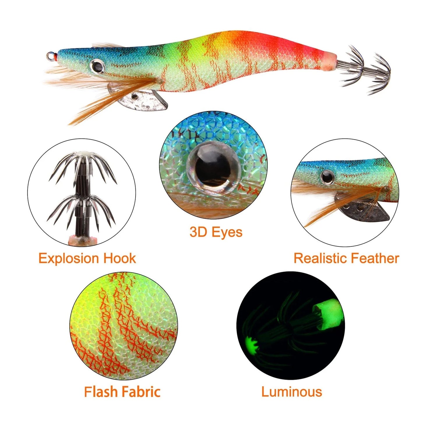 Wooden Luminous Shrimp Lure Set