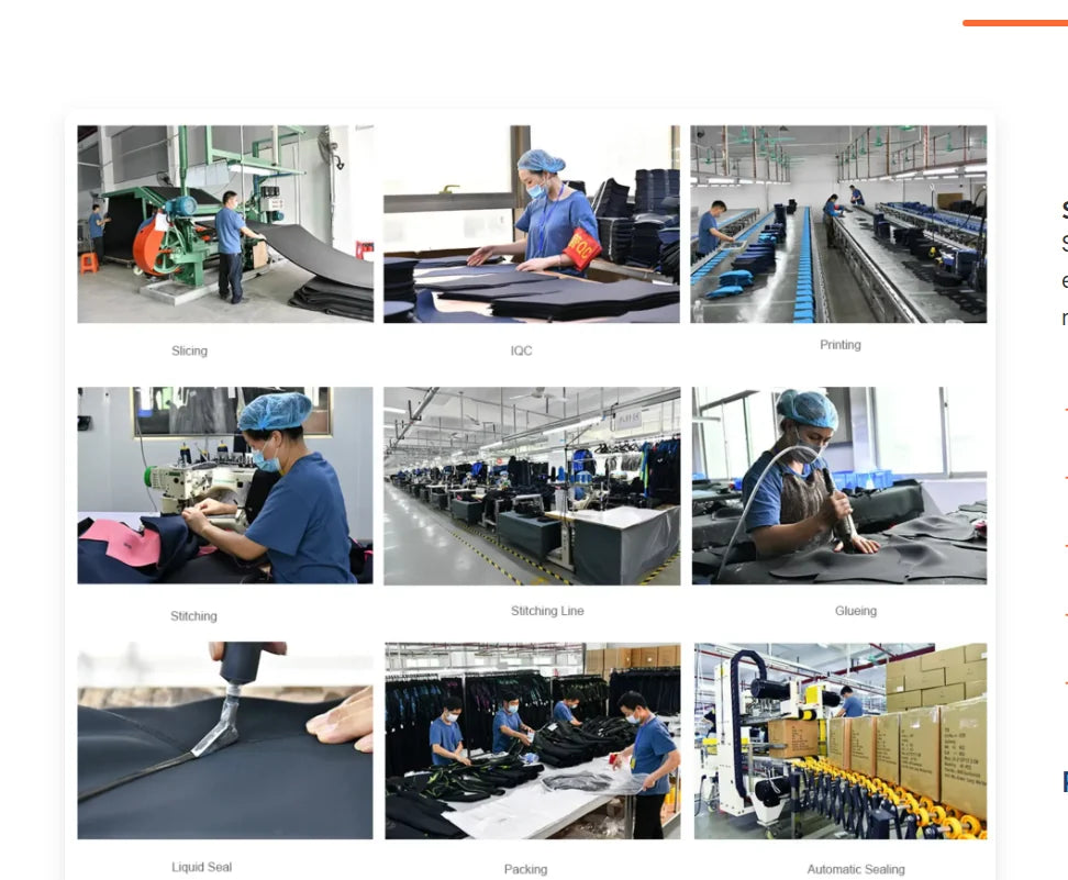 Drysuit production and quality control process